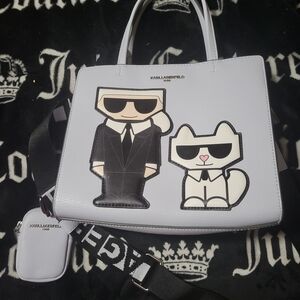 Karl Lagerfeld Light Blue Bag with Cartoon Design